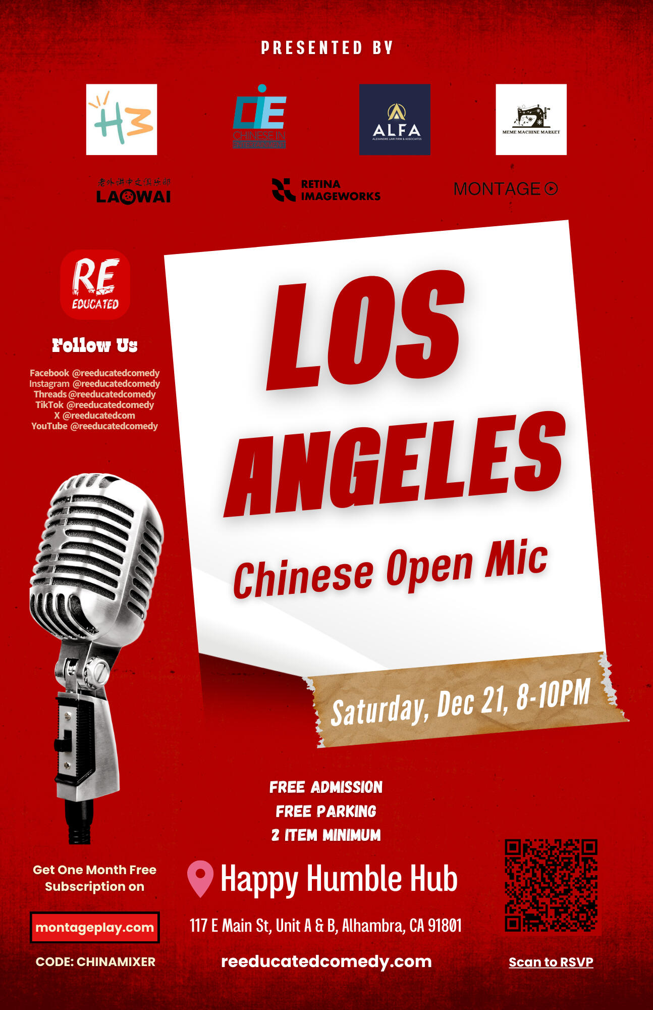 Los Angeles Chinese Open Mic December 21 Open Mic